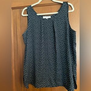 LOFT Black and White Polka Dot Sleeveless Shell